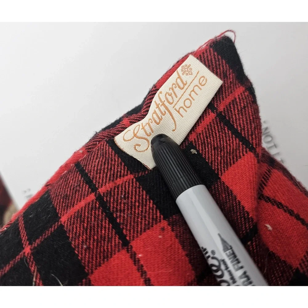 Stratford Home Buffalo Plaid Pillow Love‎ Peace Joy Christmas Holiday Decor
